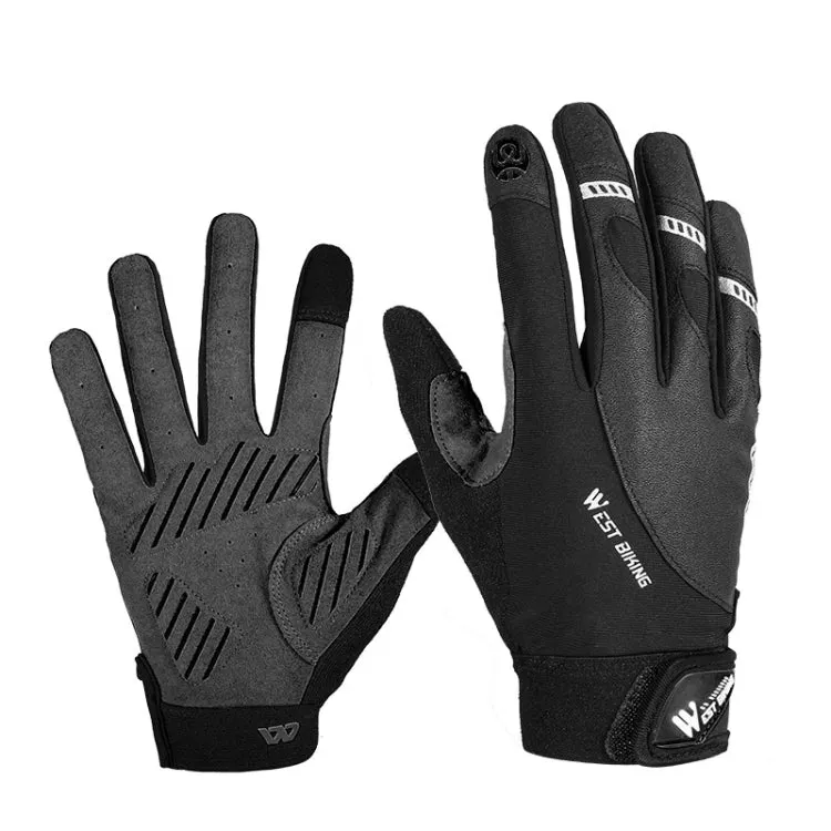 WEST BIKING YP0211209 Bicycle Gloves Shock Absorber Anti-Slip Touch Screen Glove, Size: M(Black)