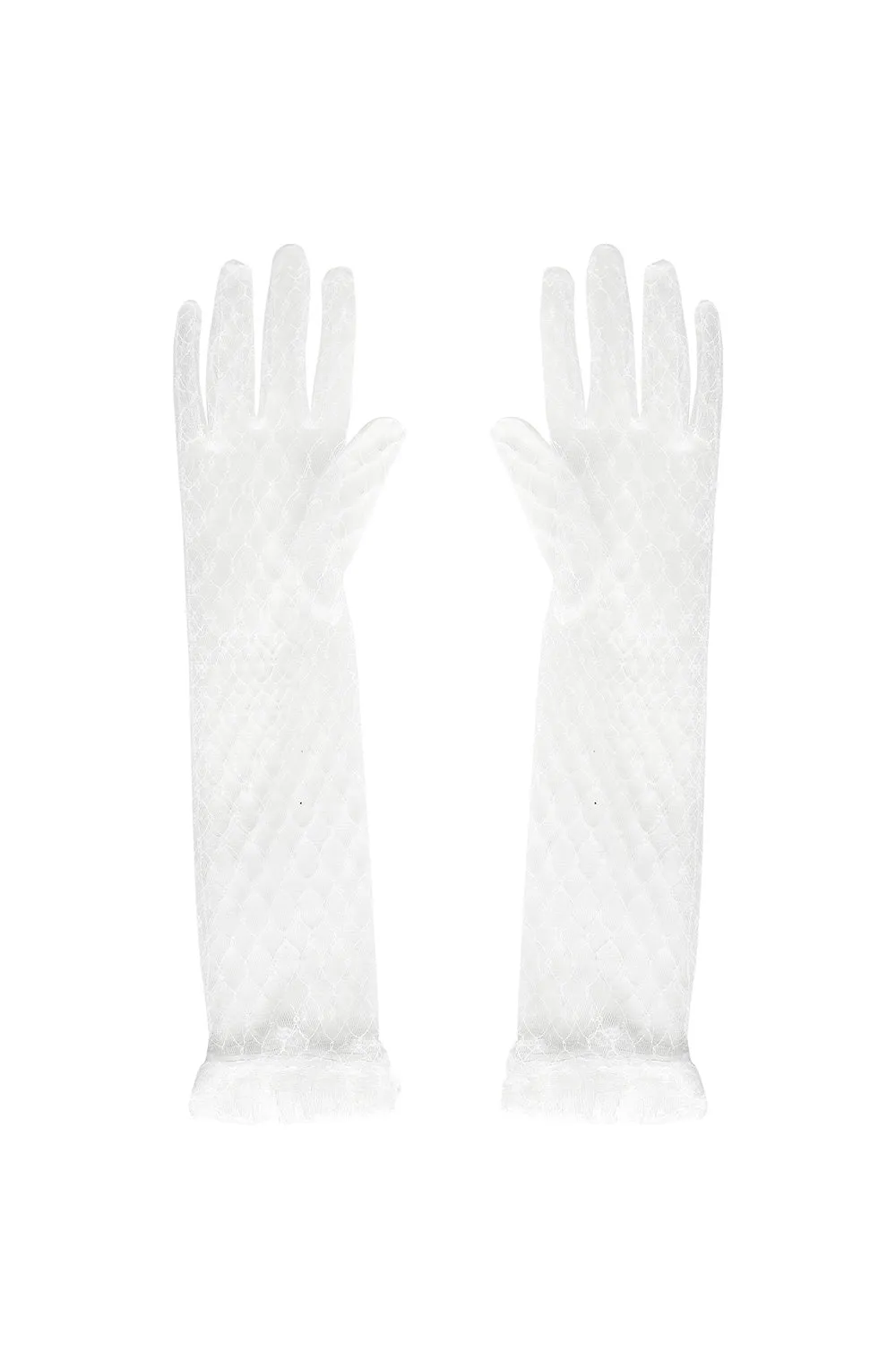 White Long Mesh Gloves