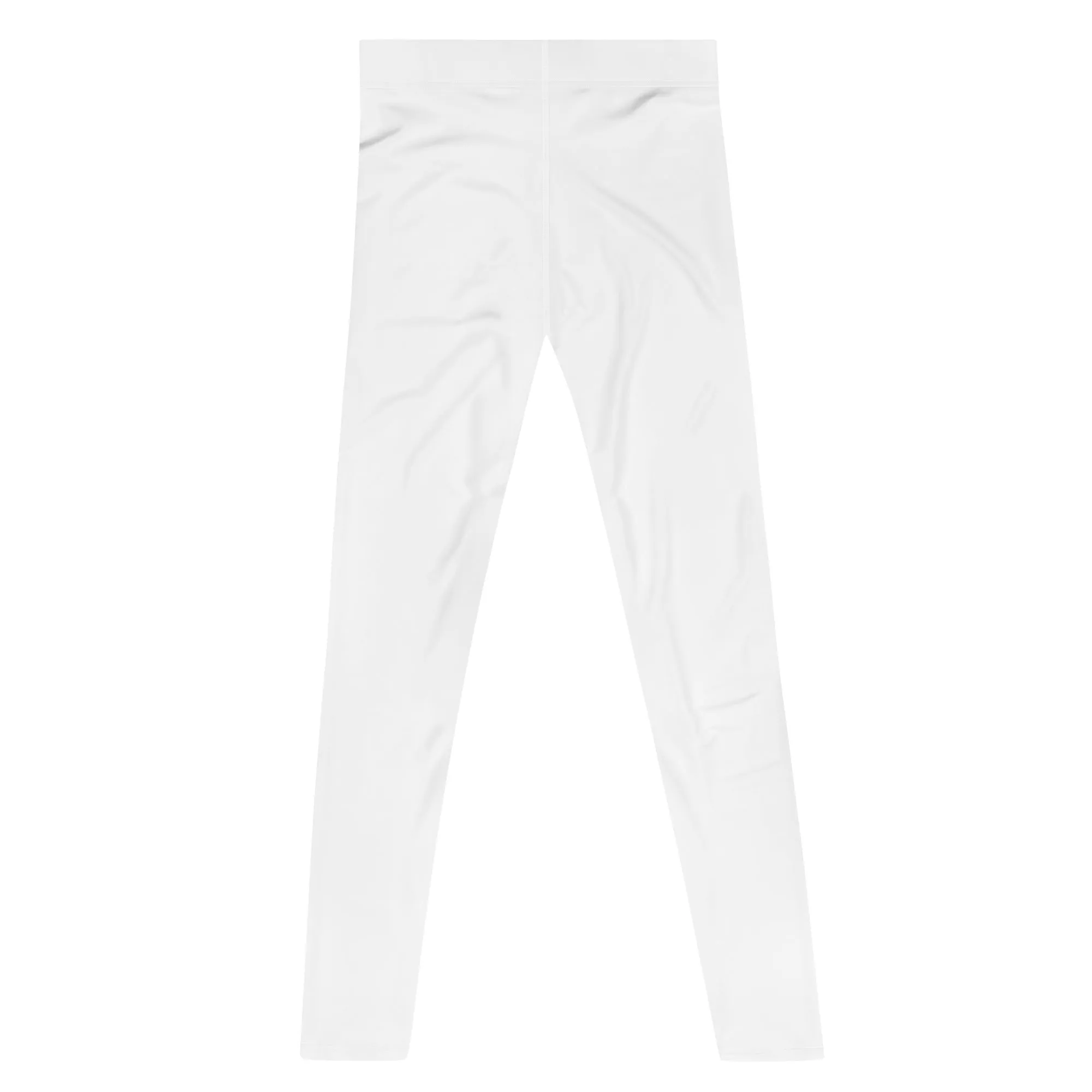 White Solid Color Men's Leggings, Solid White Color Premium Modern Minimalist Meggings-Made in USA/EU/MX