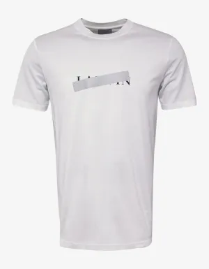 White Strikethrough Logo Print T-Shirt