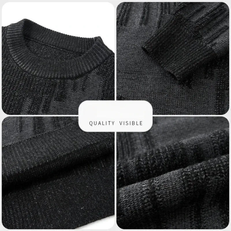 Wiaofellas  -  High-quality autumn and winter men's warm sweaters, stretchable fashionable spliced O-neck bottoming shirt.