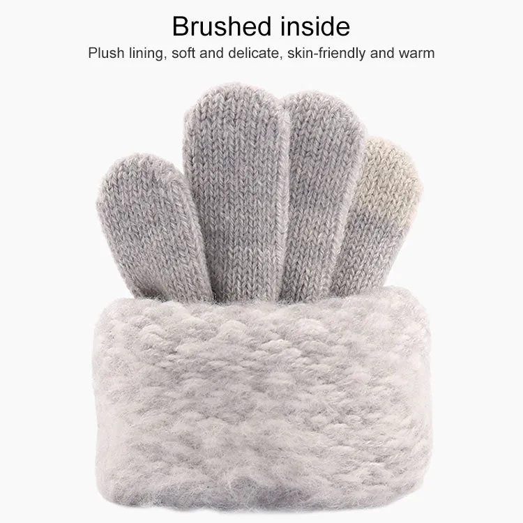 Winter Touch Screen Gloves Women Men Warm Stretch Knit Mittens Imitation Wool Thicken Full Finger Gloves(C-Black)