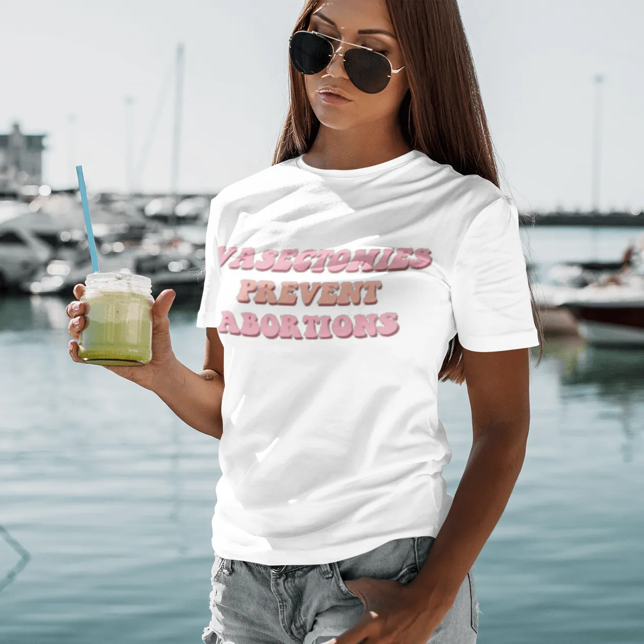 Women's Pride T-shirt Vasectomies Prevent Abortions 100% Cotton Crew Neck Top