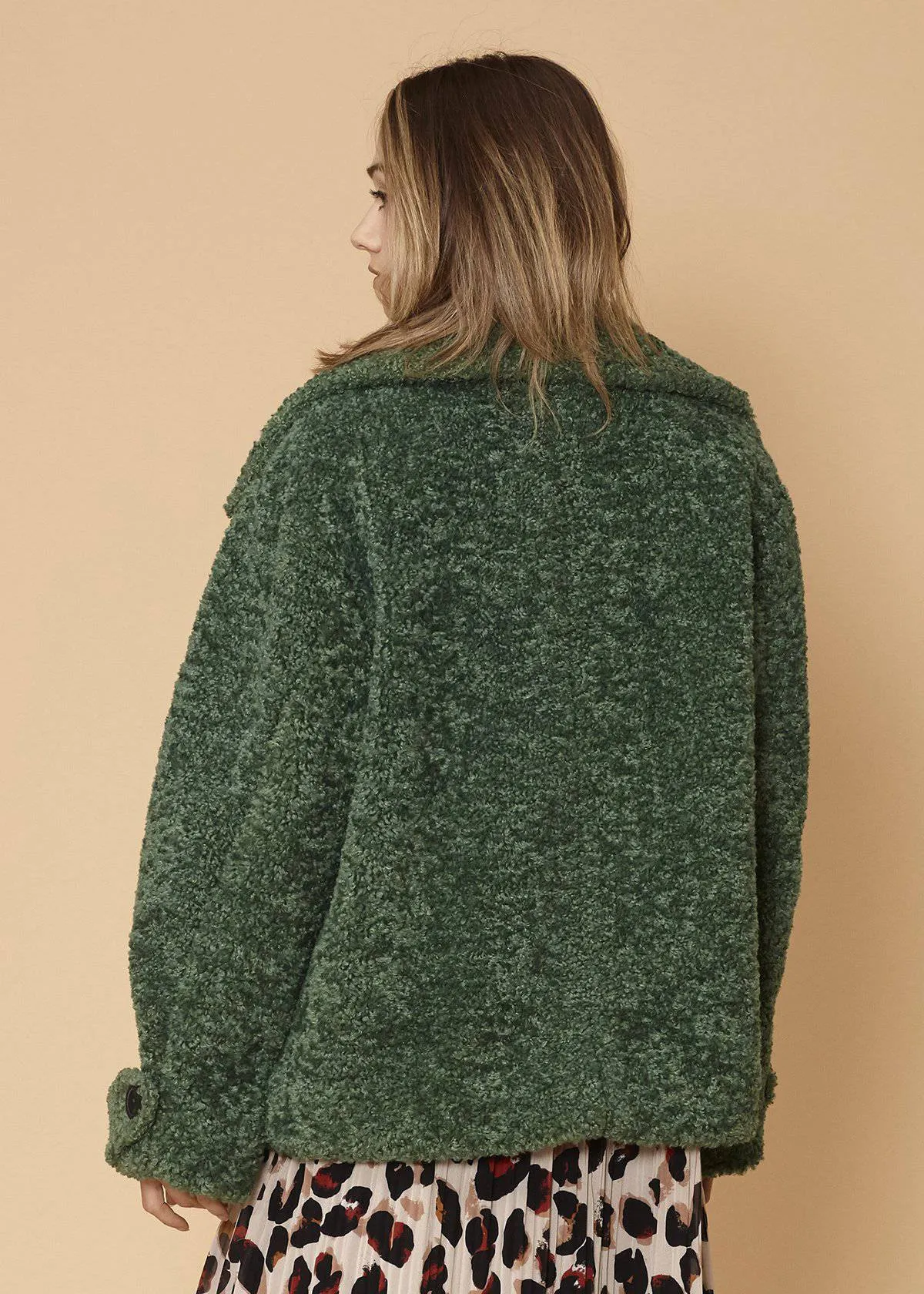 Women's Shearling Coat in Fall Forest