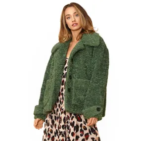 Women's Shearling Coat in Fall Forest