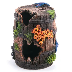 Wooden Barrel with Overgrown Coral