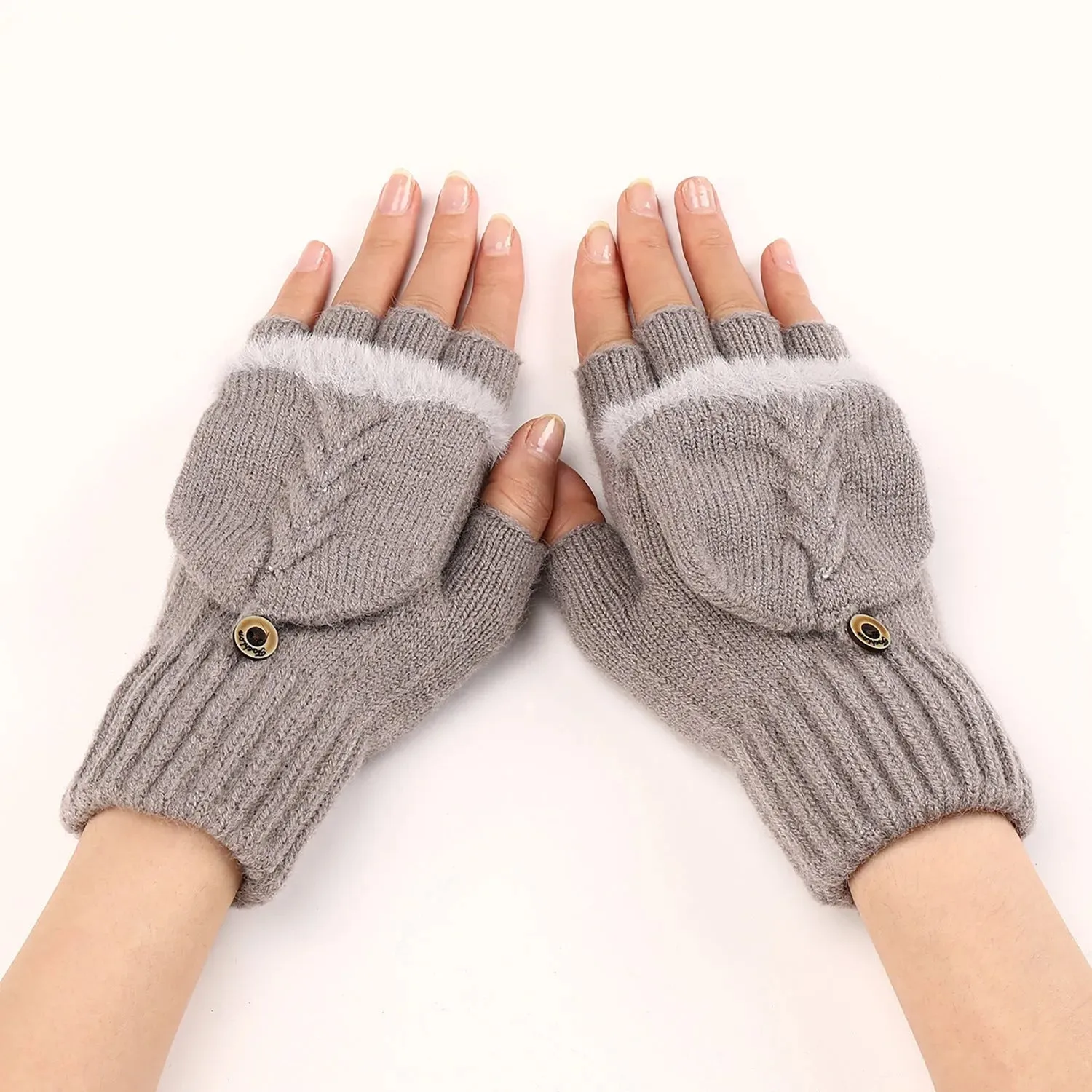 Wool Fingerless Gloves Women's Warm Fashionable Knitted Half Finger Oversleeves