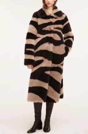 Zebra Patchwork Shearling Coat