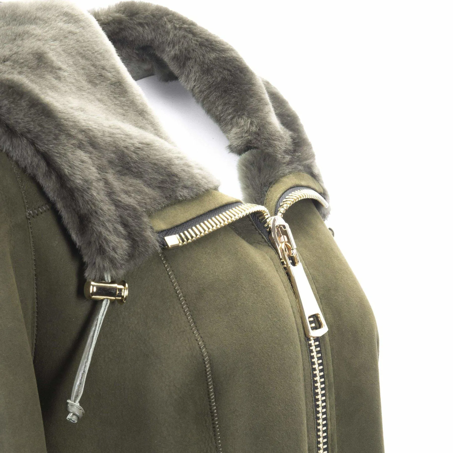 Zip Detail Jacket -Women's Shearling Jacket